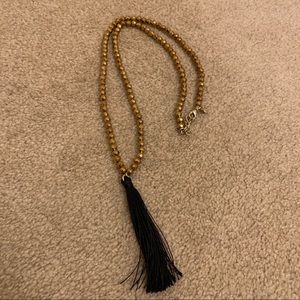 ✨J Crew Gold Beaded Black Tassel Long Necklace